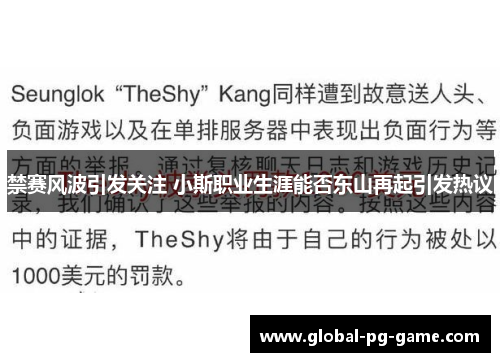 禁赛风波引发关注 小斯职业生涯能否东山再起引发热议