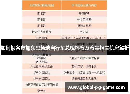 如何报名参加东盟场地自行车总统杯赛及赛事相关信息解析